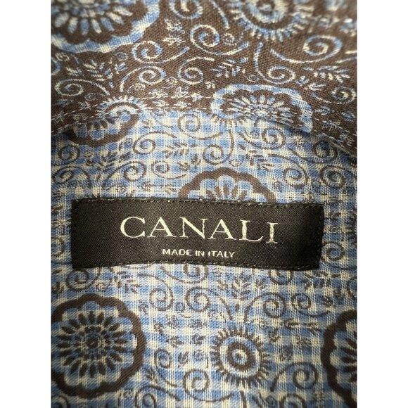 Canali Mens Shirt Long Sleeve Button Down Sz Large Made In Italy Floral Pattern - Picture 7 of 11